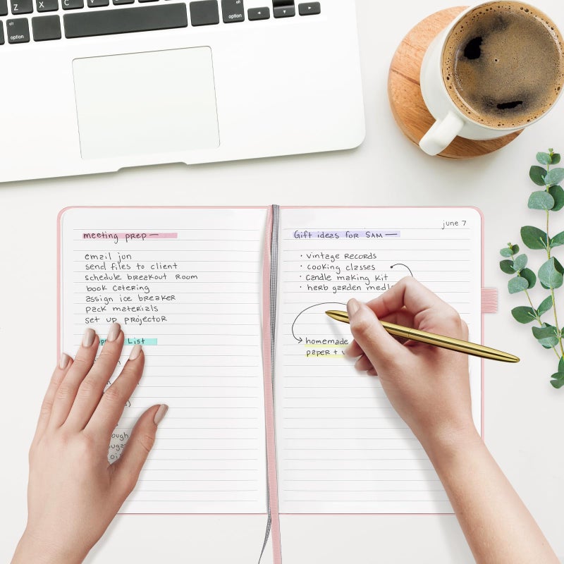 &And Per Se Lined Journal Notebook، 160 صفحة، A5 5.7 × 8 بوصة مجلات ورقية سميكة مسطرة بالكلية للكتابة، دفاتر ملاحظات ذات غلاف فني للنساء والرجال والمدرسة (عبوة واحدة، وردي) - Image 5